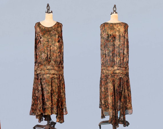 RARE 1920s Dress / 20s Floral Metallic LAMÉ Dress… - image 5