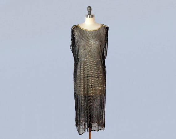 Rare! 1920s Dress / ASSUIT 20s Flapper Dress / Bl… - image 2