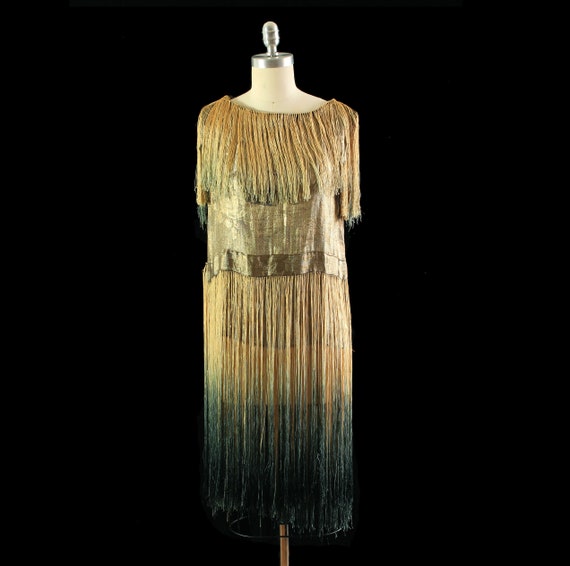 Rare 1920s Dress / 20s Gold Metallic LAMÉ Dress /… - image 9