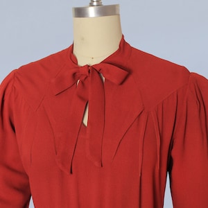 RARE 1930s Dress / 30s METAL CHARMS Art Deco Red Crepe Dress image 4