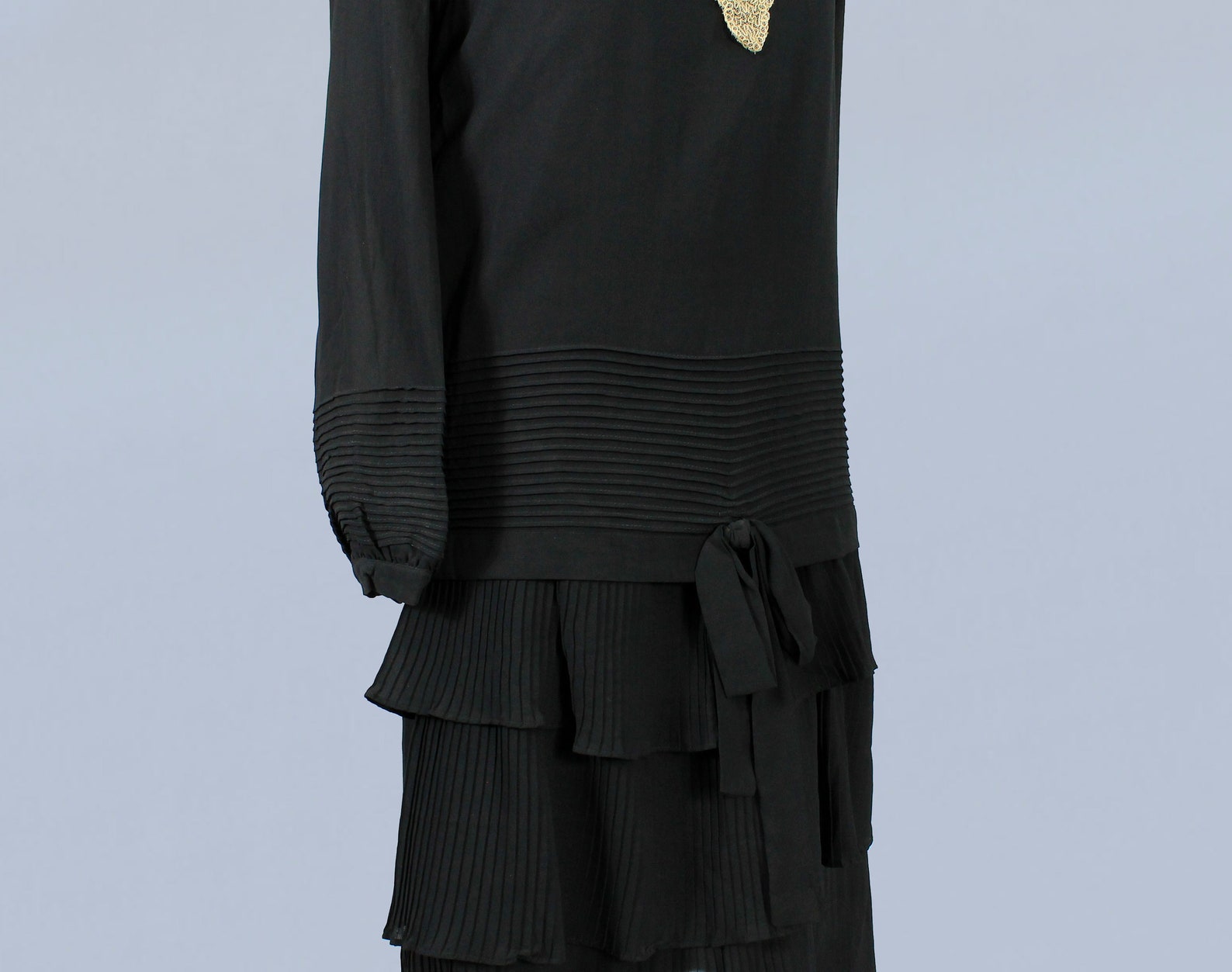 1920s Dress / 20s Black Two Piece Flapper Dress / Micro Pleats Etsy