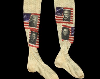 Antique Stockings / Novelty 1910s 1920s Political Figures