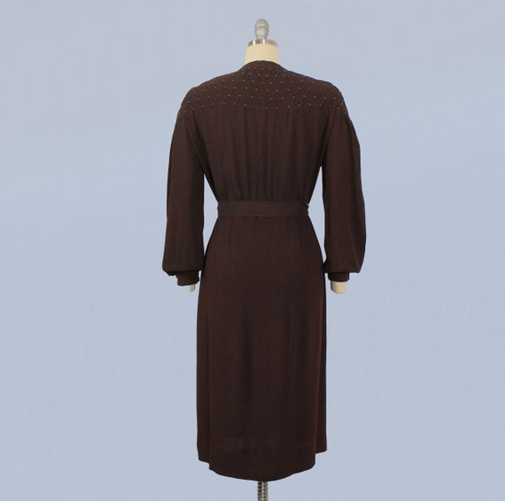 1930s Dress / 30s Smocked Crepe Peasant Dress / B… - image 5