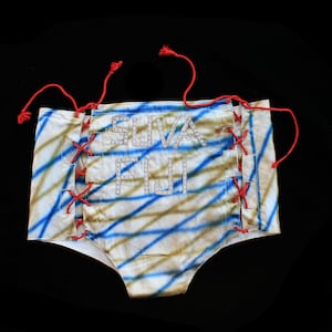 Rare 1940s Lingerie / 40s WWII Novelty Panties / LACE UP Knickers / Suva Fiji / Embroidered image 1