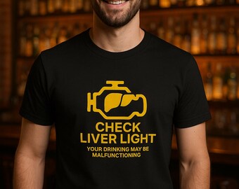 Camiseta divertida con cuadros claros en el hígado: camiseta unisex con humor para bebedores