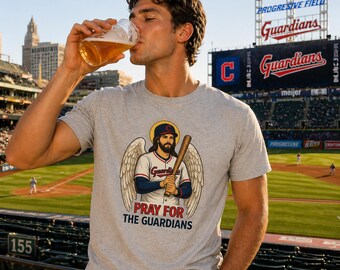 Camiseta de béisbol "Pray for the Guardians" con diseño de ángel / Camiseta de los Cleveland Guardians