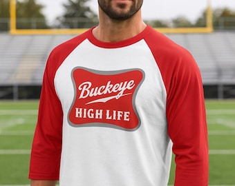 Camiseta raglán de los Ohio State Buckeyes: camiseta para el día del partido en color escarlata y gris