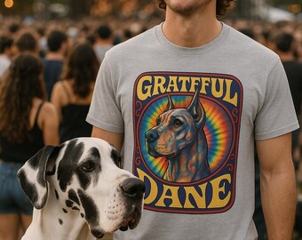 Dankbare Deen T-shirt | Kleurrijk psychedelisch portret van de Duitse dog