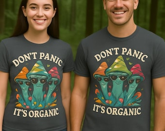 Camiseta gráfica "No te asustes" con estampado de setas, camiseta de estilo orgánico