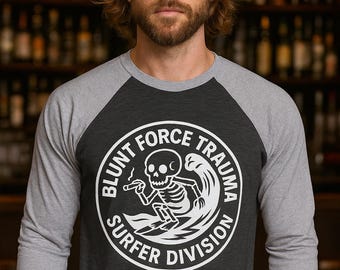 Camiseta raglán con efecto traumatizante: camiseta de béisbol unisex de estilo urbano