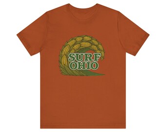 Camiseta de surf de Ohio: gráfico retro de olas de maíz, camiseta unisex de verano