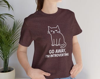 Grappig introverte katten-T-shirt: uniseks jersey T-shirt, cadeau eigenzinnig kattenliefhebber