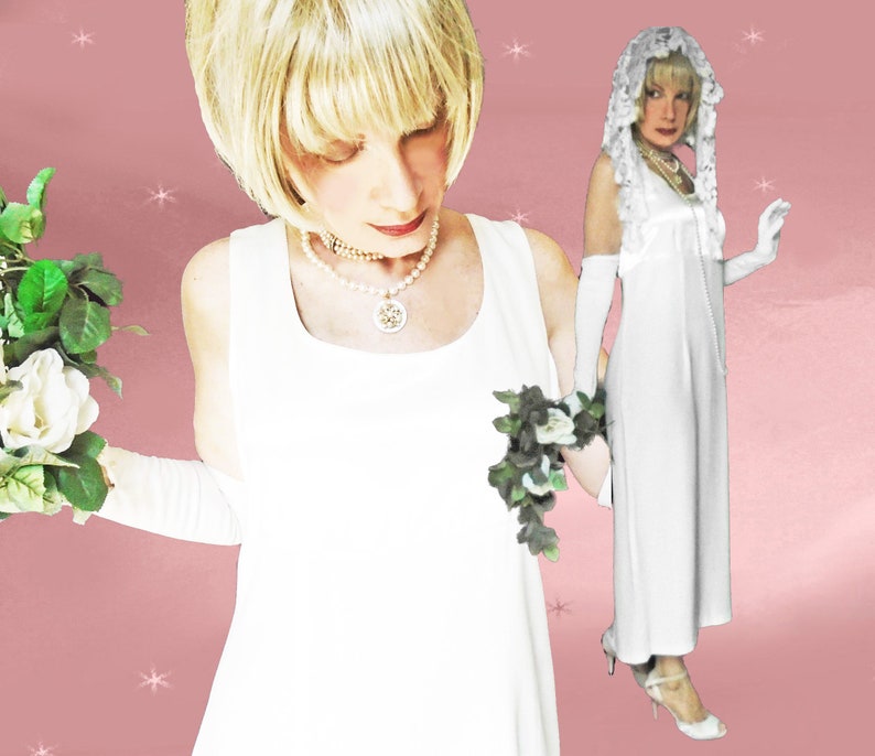 Minimal Wedding Dress Large Simple Elegant White Column Etsy