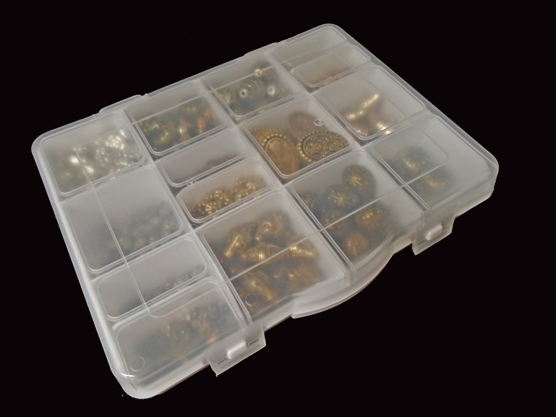 Rose Silver Big Lot of Plated Beads Oat Chunky Accents Antique Gold Large Assortment of Spacers Tablet /& Organizer