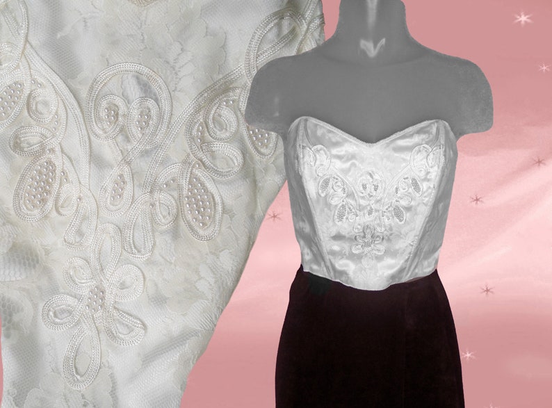 Vintage White Bustier Medium 80s Victorias Secret Crown Label Etsy