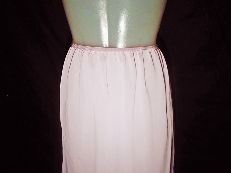 Medium Womens Vintage Lingerie 50s Pink Half Slip Frilly Nylon Tricot with Embroidered Pastel Floral