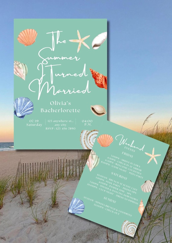 The Summer I Turned Married Bachelorette Invitation & Itinerary | Editable  Canva Template | Coastal Beach Bach Party Printable - Etsy