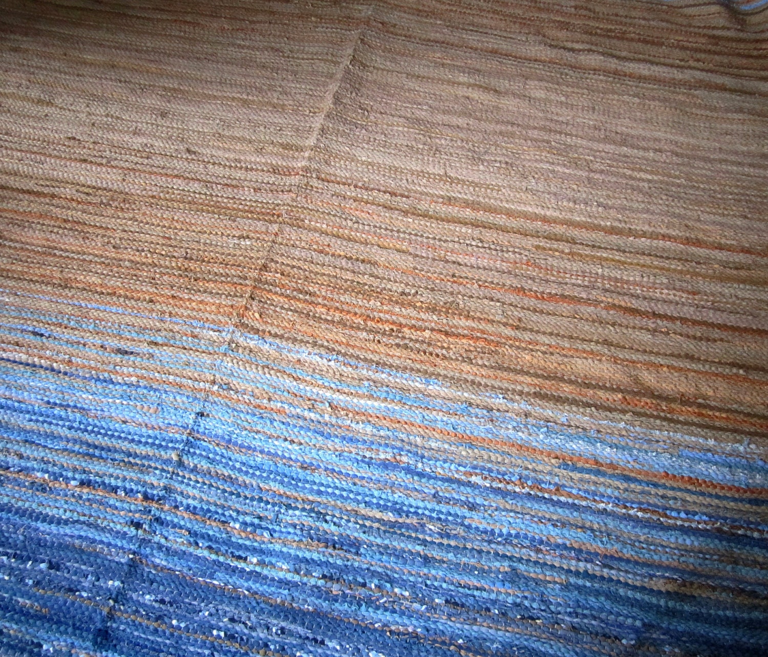 Extra Large Handwoven vintage look rag rug 7 ' x 10' Etsy