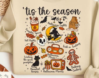 Tis' the Season, Halloween Vibes Spooky Season Pumpkin Witch Tis The Season T-Shirt, Sweatshirt, Hoodie