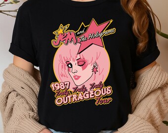 Jem & The Holograms Sweatshirt, Jem Outrageous Tour Shirt, 80's Cartoon Neon Color, Summer Girl Shirt, Sweatshirt, Hoodie