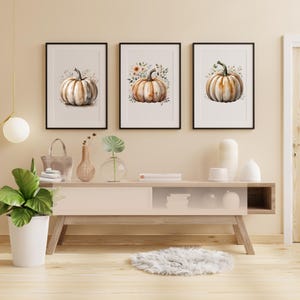 Impressão, impressões de abóbora em aquarela de outono, arte de parede para impressão, decoração de parede de outono em aquarela para impressão de Halloween