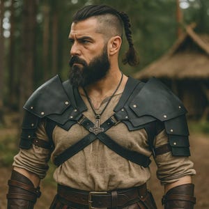 Viking Leather Pauldron | Medieval Shoulder Armor | LARP Cosplay Accessory