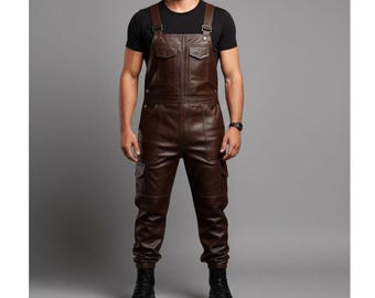 Men's Brown Lambskin Leather Jumpsuit | Handmade Biker Outfit