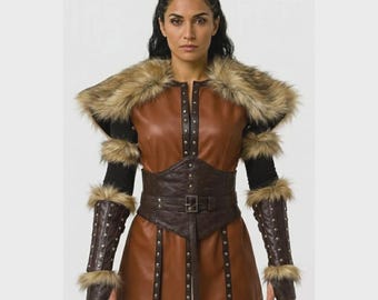 Real Leather Viking Warrior Costume | Studded Medieval LARP Armor Outfit | Norse Cosplay Armor