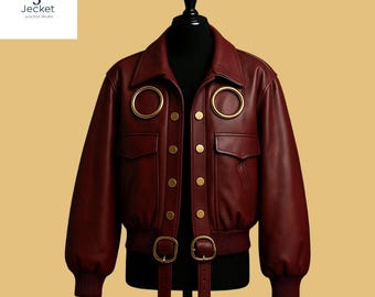 Burgundy Belted Jacket | Women’s Coat with Gold Ring Accents | Stylish Fall Outerwear