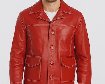 ブラッド・ピット ファイト・クラブ レッドレザージャケット