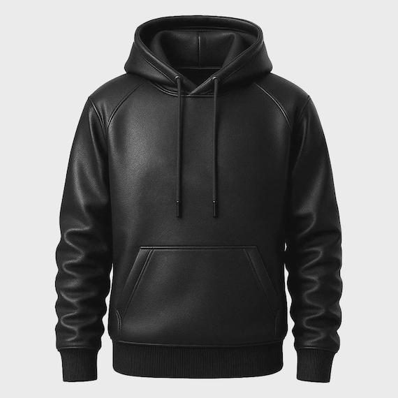 Men's Black Lambskin Leather Hoodie | Handmade Zip-up Jacket - Etsy