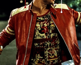 Chaqueta de cuero de Tyler Durden Fight Club: disfraz de película retro