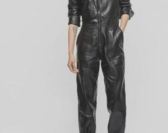 Handmade Lambskin Leather Jumpsuit | Edgy Streetwear Romper