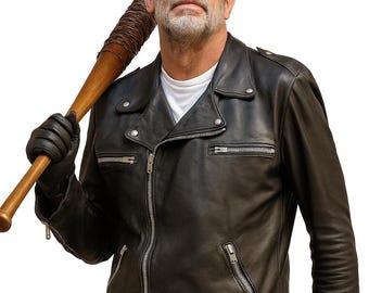 Negan Walking Dead Leather Jacket | Men’s Black Biker Cosplay Costume