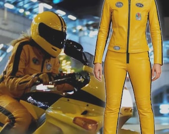 Kill Bill Yellow Leather Suit | The Bride Beatrix Kiddo Cosplay Costume | Genuine Leather Jacket & Pants | Halloween Outfit