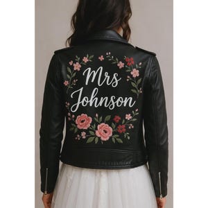 Custom Bride Leather Jacket | Personalized Wedding Gift with Embroidery