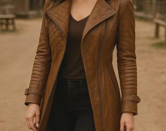 Handmade Distressed Leather Trench Coat | Hooded Vintage Style
