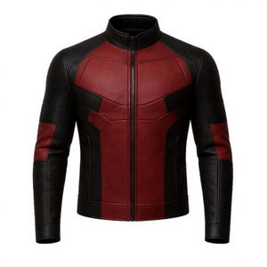 Handmade Deadpool Leather Motorcycle Jacket: Superhero Cosplay Costume