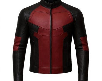 Blouson de moto en cuir fait main Deadpool : déguisement de motard cosplay