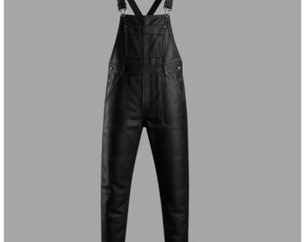 Men's Cowhide Leather Overalls | Handmade Cosplay Costume