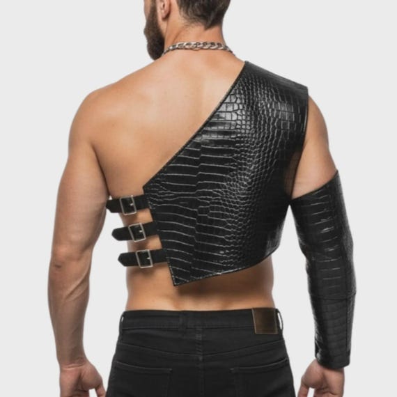 Black One Shoulder Vest | Gothic Warrior Armor | Cosplay  display picture 2