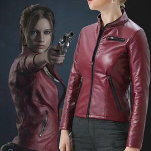 Red Leather Cosplay Jacket | Inspired by Classic Survival Game Hero | Women’s Costume Outfit