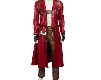 Handmade Dante Leather Trench Coat: Devil May Cry 5 Cosplay
