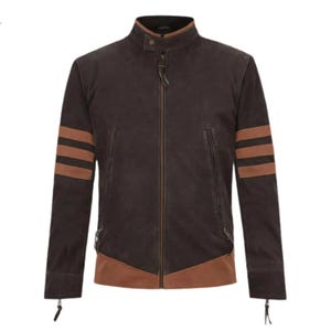 Wolverine Lederjacke: Braunes Lederjacke in Used Look für Biker Cosplay - X-Men Origins