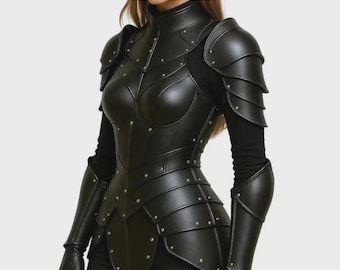 Handmade Black Leather Corset Cuirass: Gothic Medieval Armor