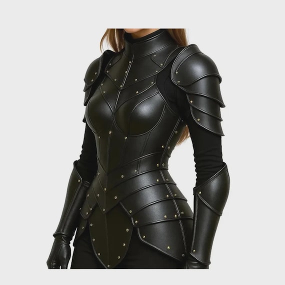 Handmade Black Leather Corset Cuirass: Gothic Medieval Armor