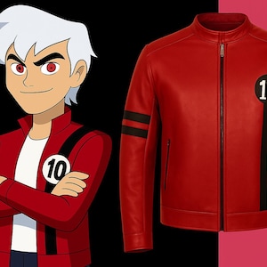 Ben 10 Red Leather Cosplay Jacket: Alien Force, Omniverse Costume