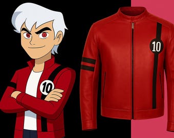 Ben 10 Red Leather Cosplay Jacket: Alien Force, Omniverse Costume