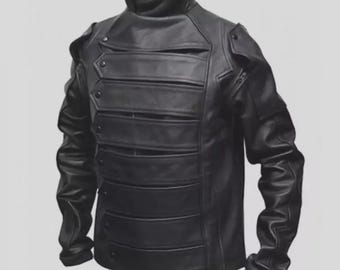 Chaqueta de cuero hecha a mano de Soldado de Invierno / Armadura de motociclista para cosplay