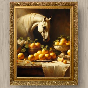 White Horse Painting Printable: Equestrian Wall Art (Digital Download, PDF Files)